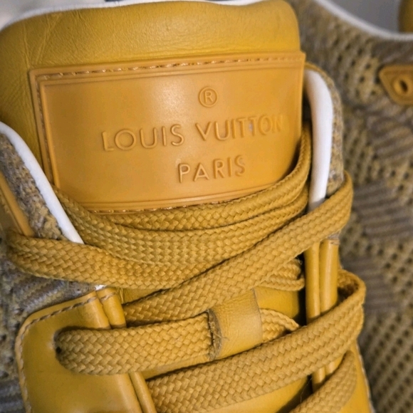 RARE LV Runway Yellow Damier (Unisex) Graphite Pattern Sneakers US Men's Sz 7.5 - Picture 2 of 15